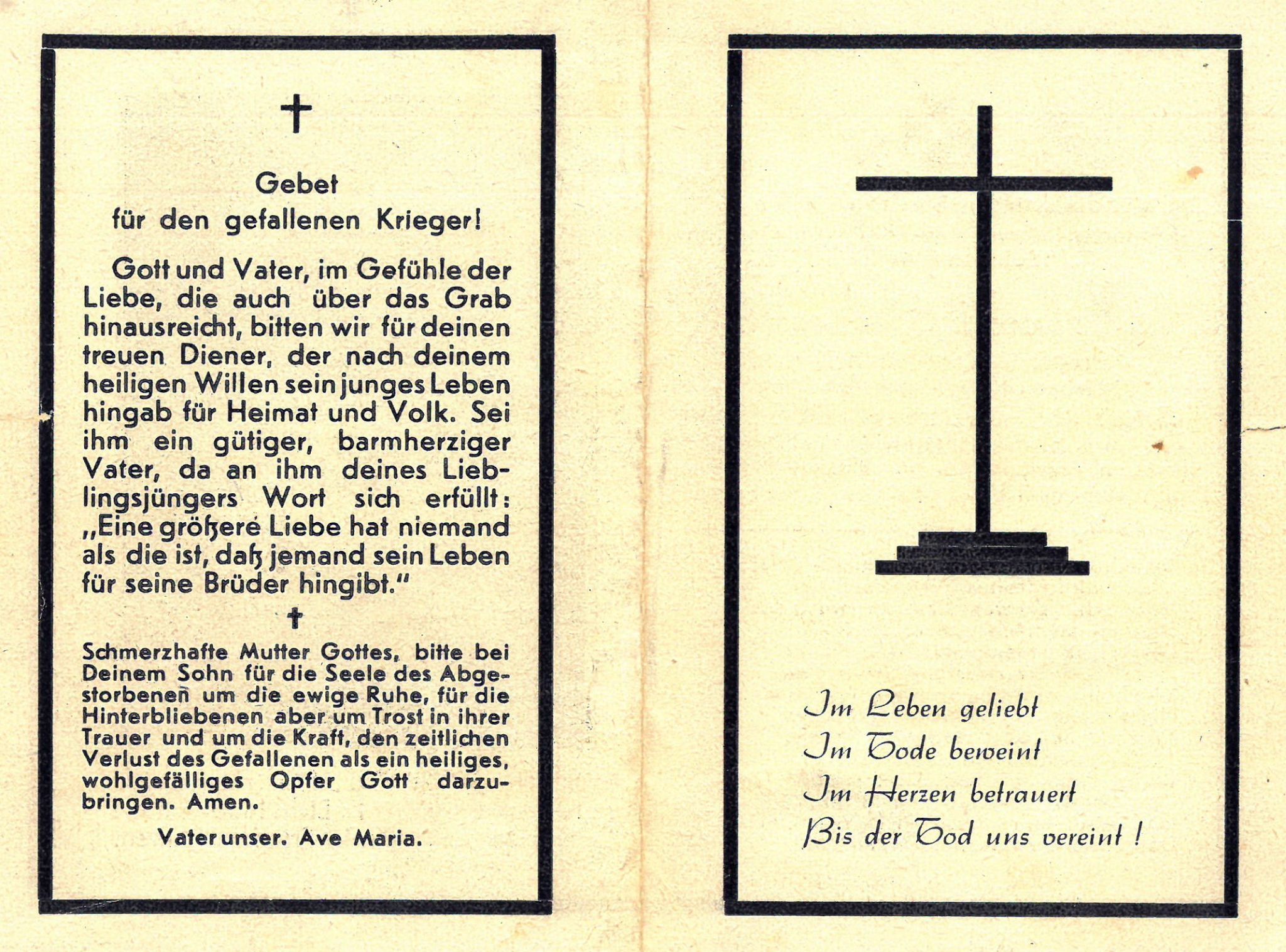 Helmut Schmitt (Rückseite des Sterbebildchens)