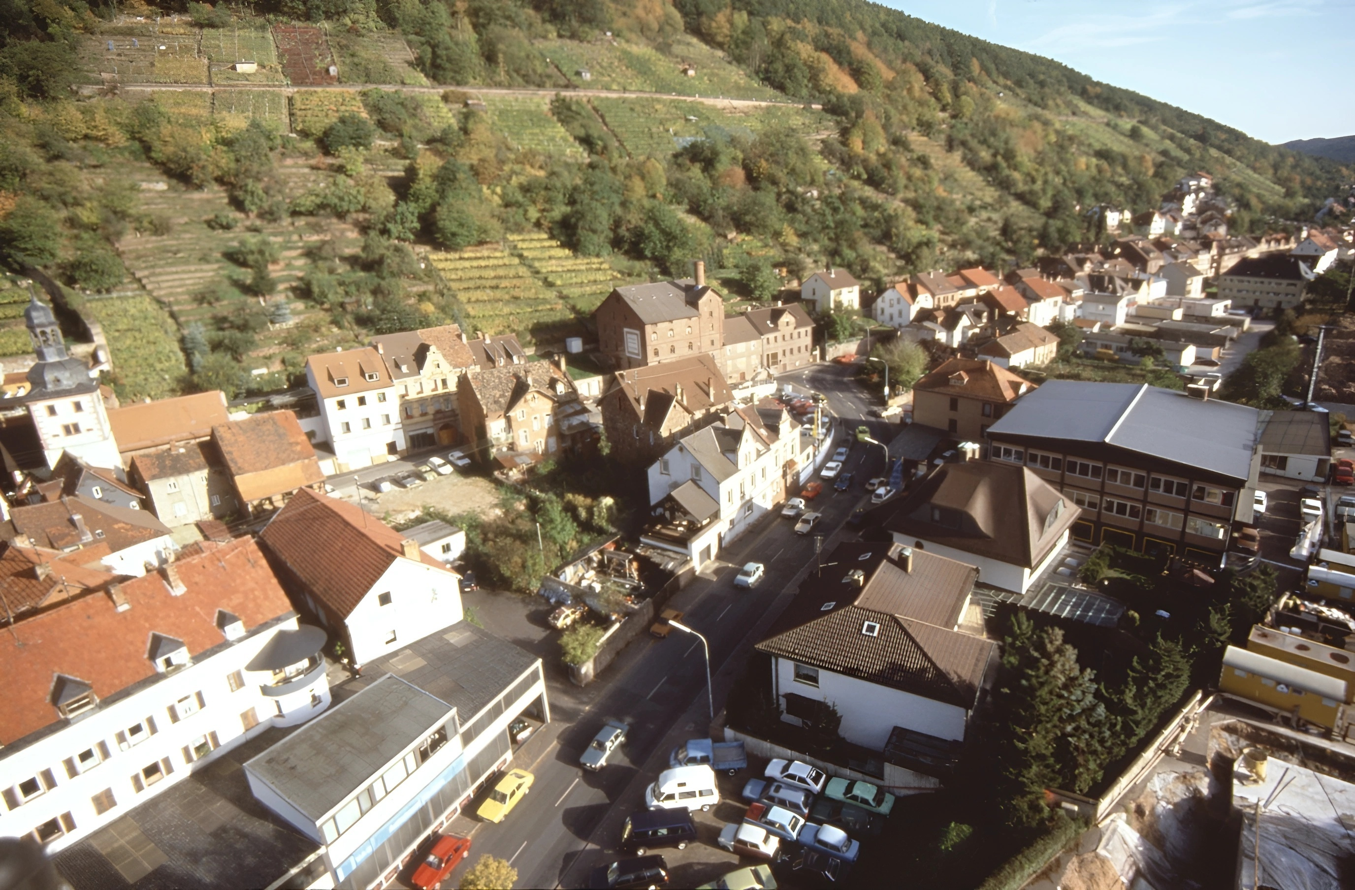 Blick vom Führerhaus des Krans auf die Südspitze der Stadt