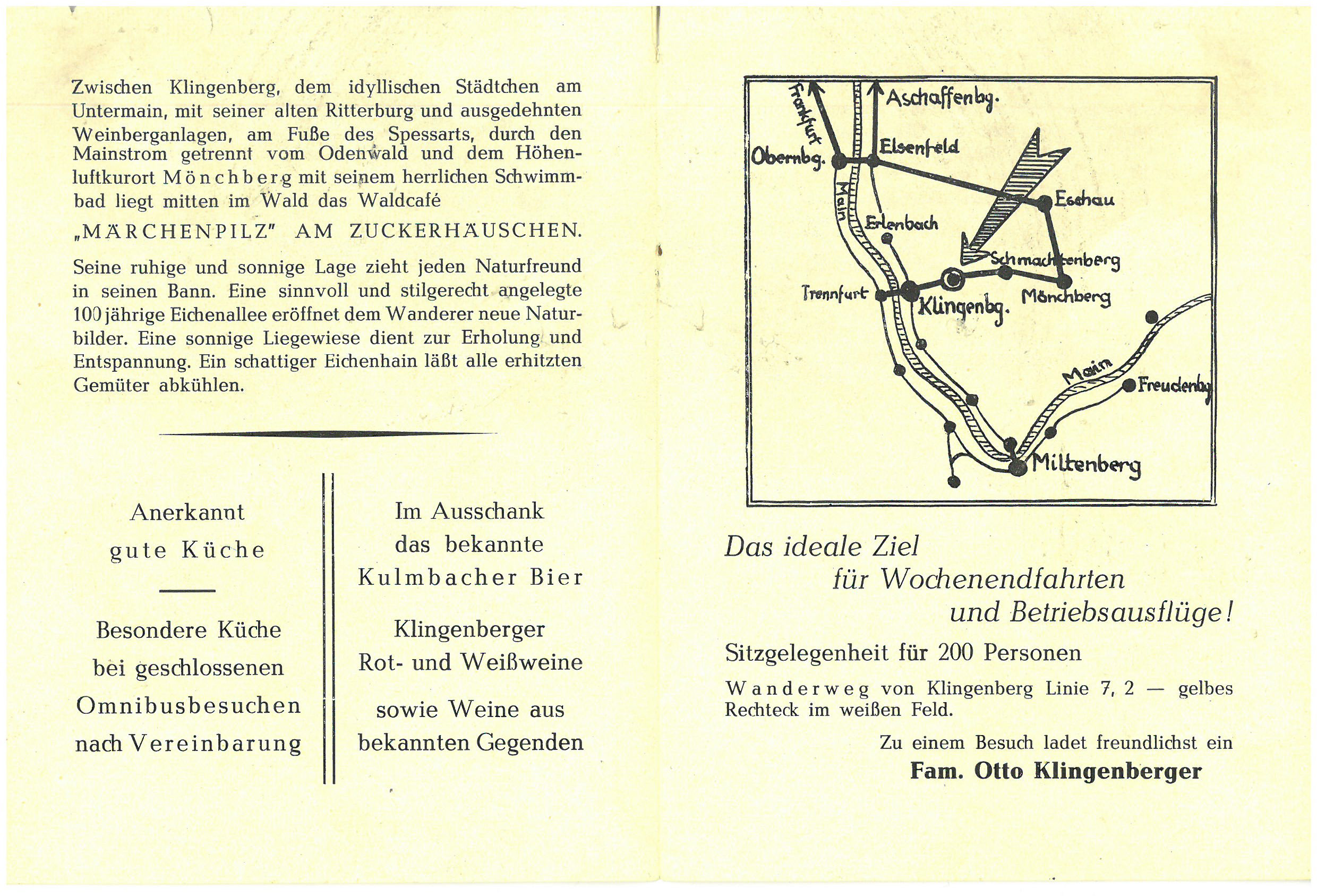 Prospekt des Waldcafés aus den 1950er Jahren