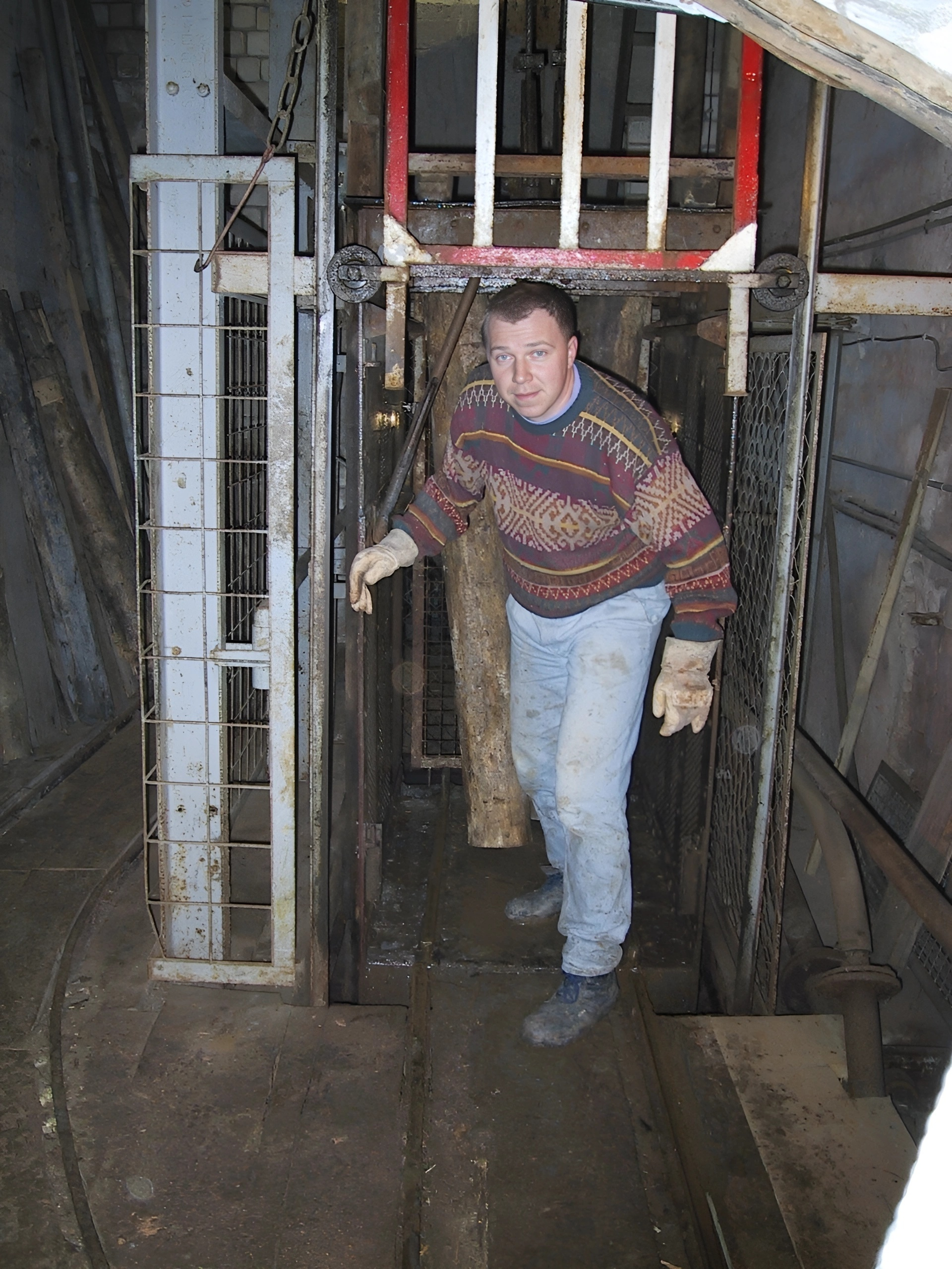 Joerg Winkler steigt aus dem Förderkorb