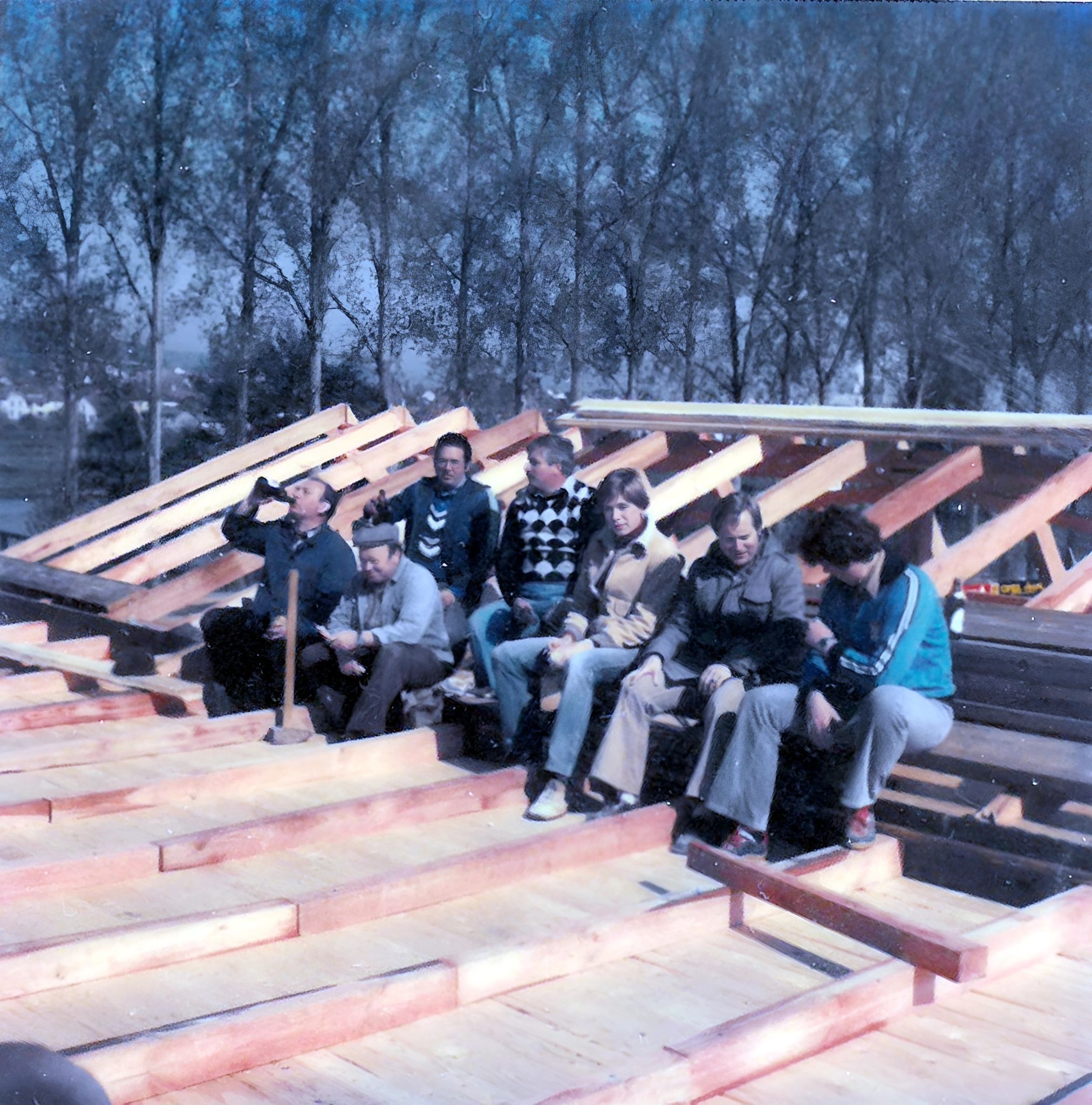 Frühstückspause am Tag des Richtfestes