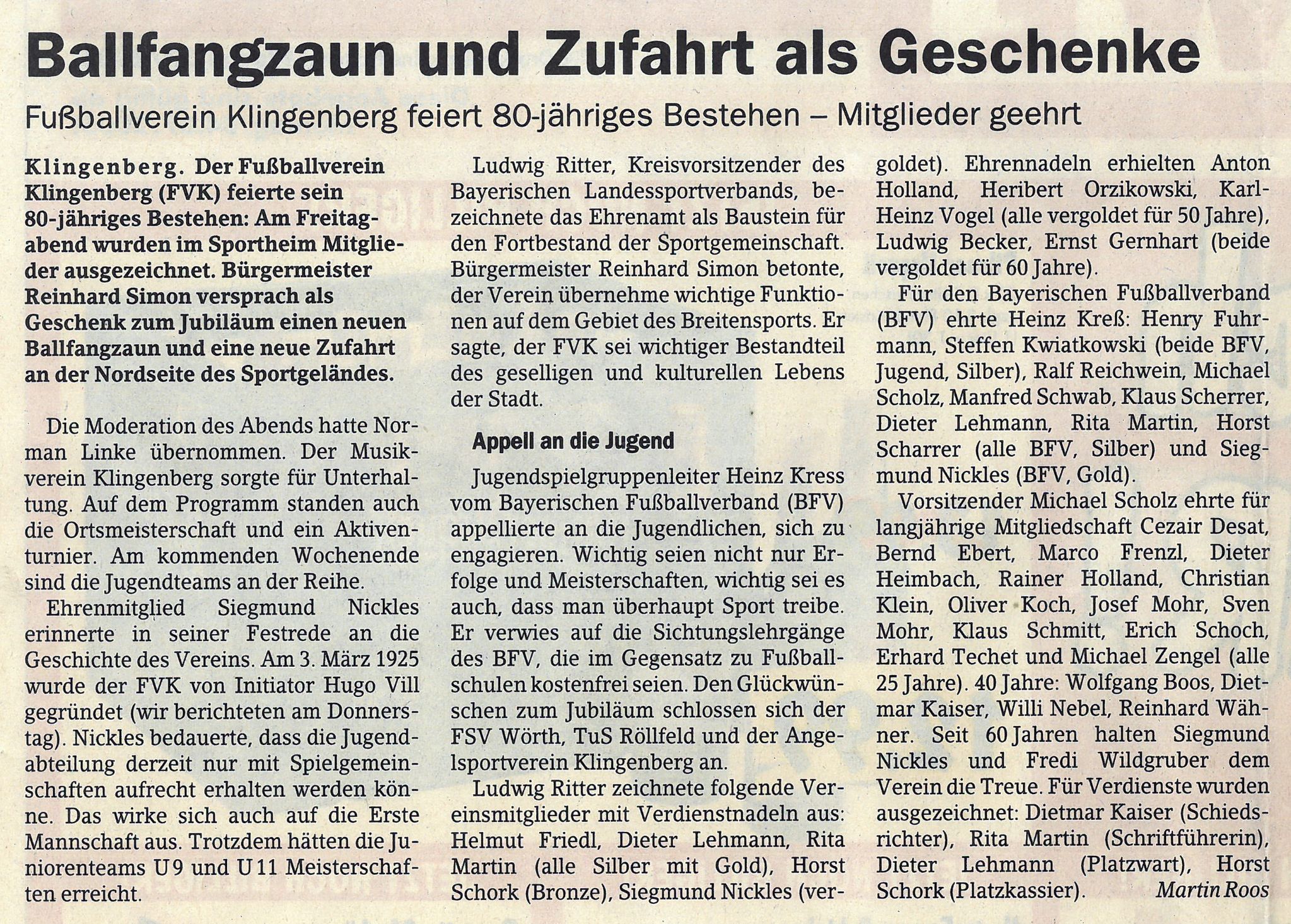 Zeitungsbericht vom 4. Juli 2005