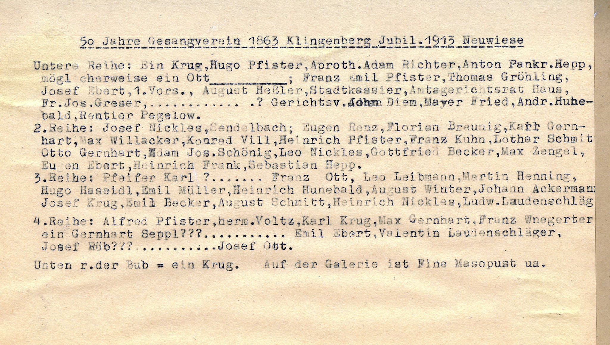 Der Gesangverein 1863 Klingenberg