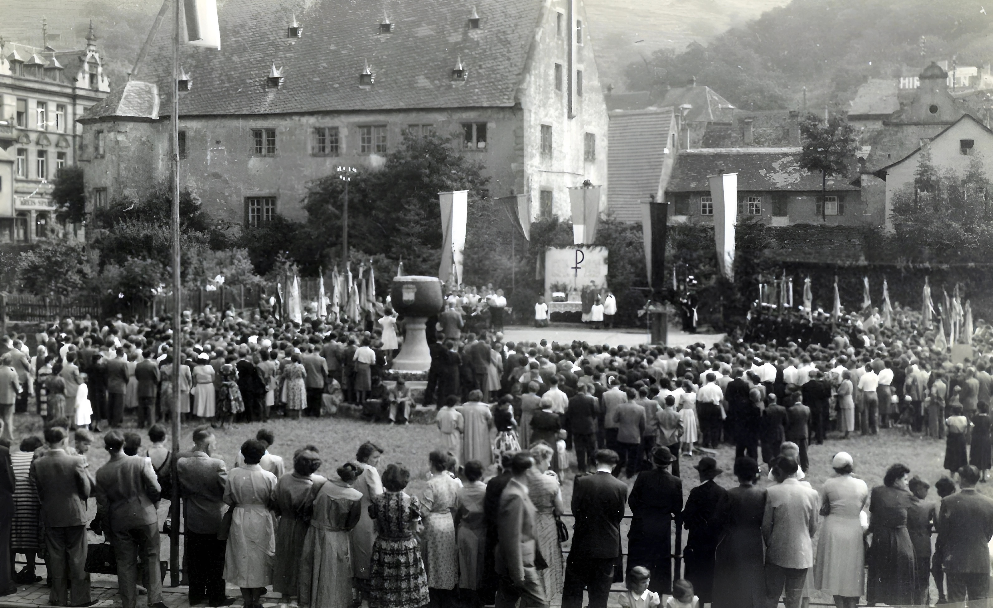 Festgottesdienst auf dem Winzerfestplatz 1953