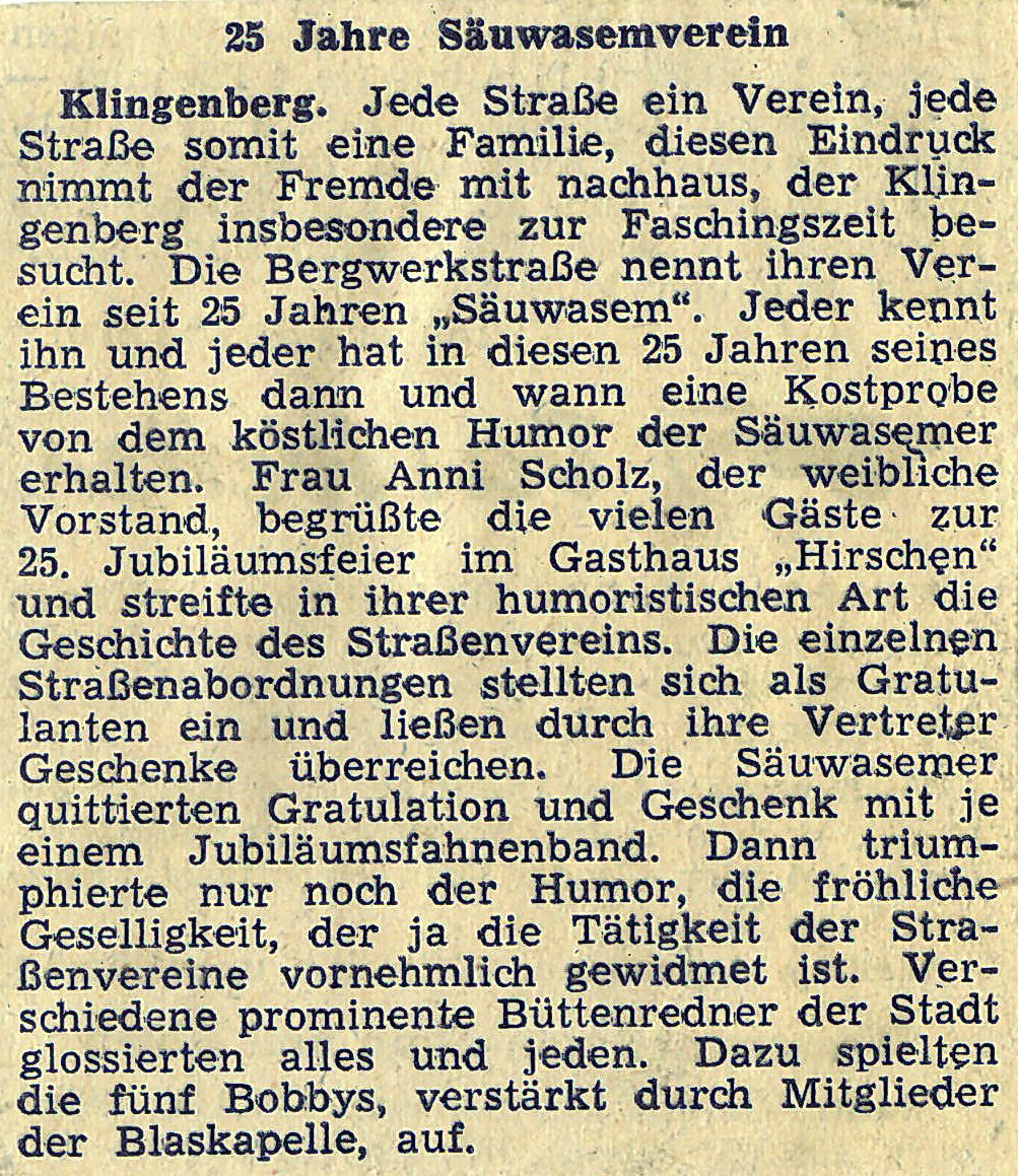 Zeitungsbericht aus dem Jahr 1951