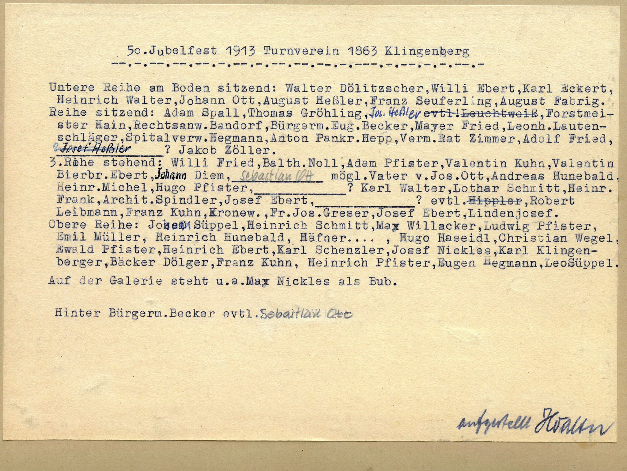 Gruppenfoto 1913 Rückseite