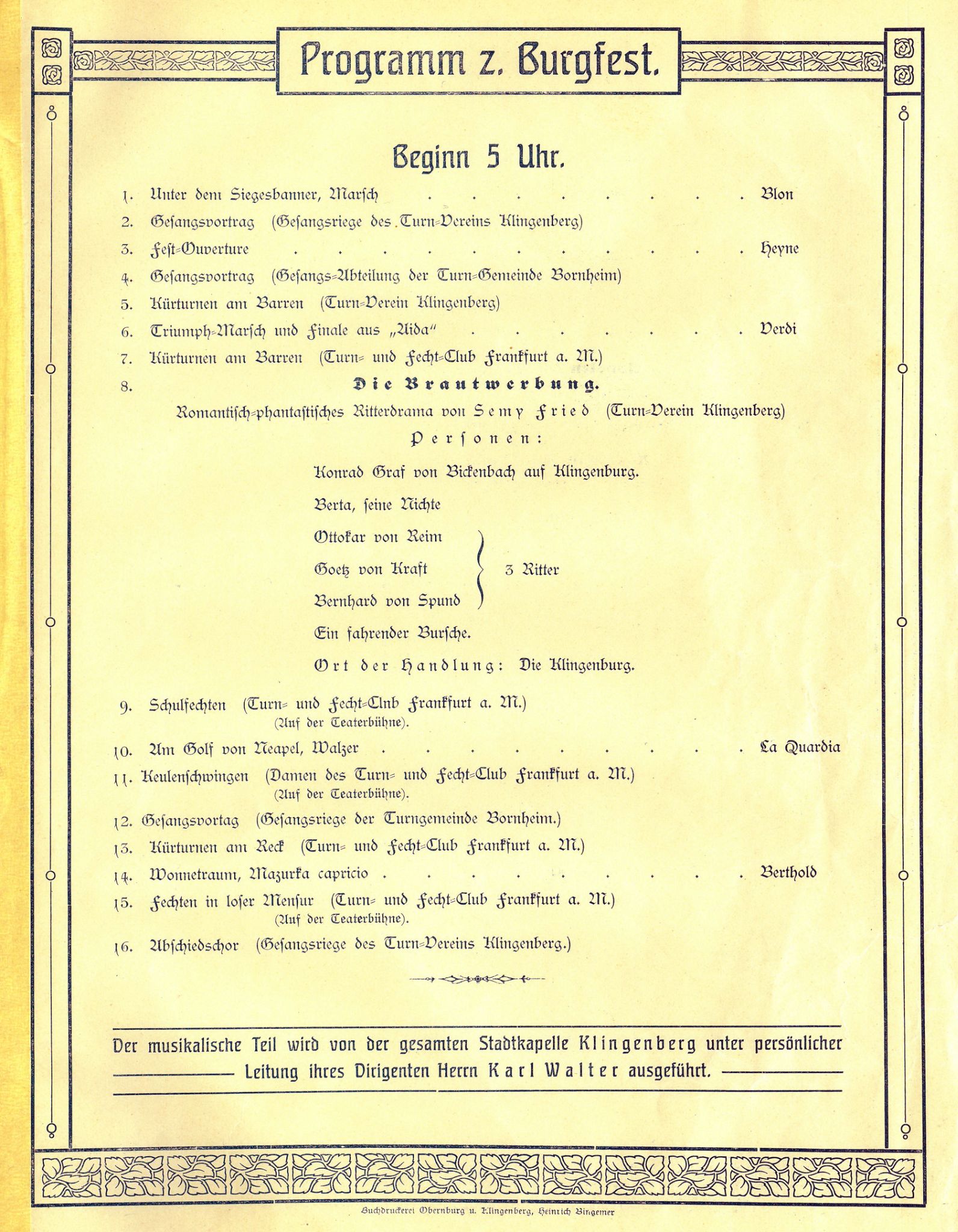 Festprogramm 1909 Innenseite