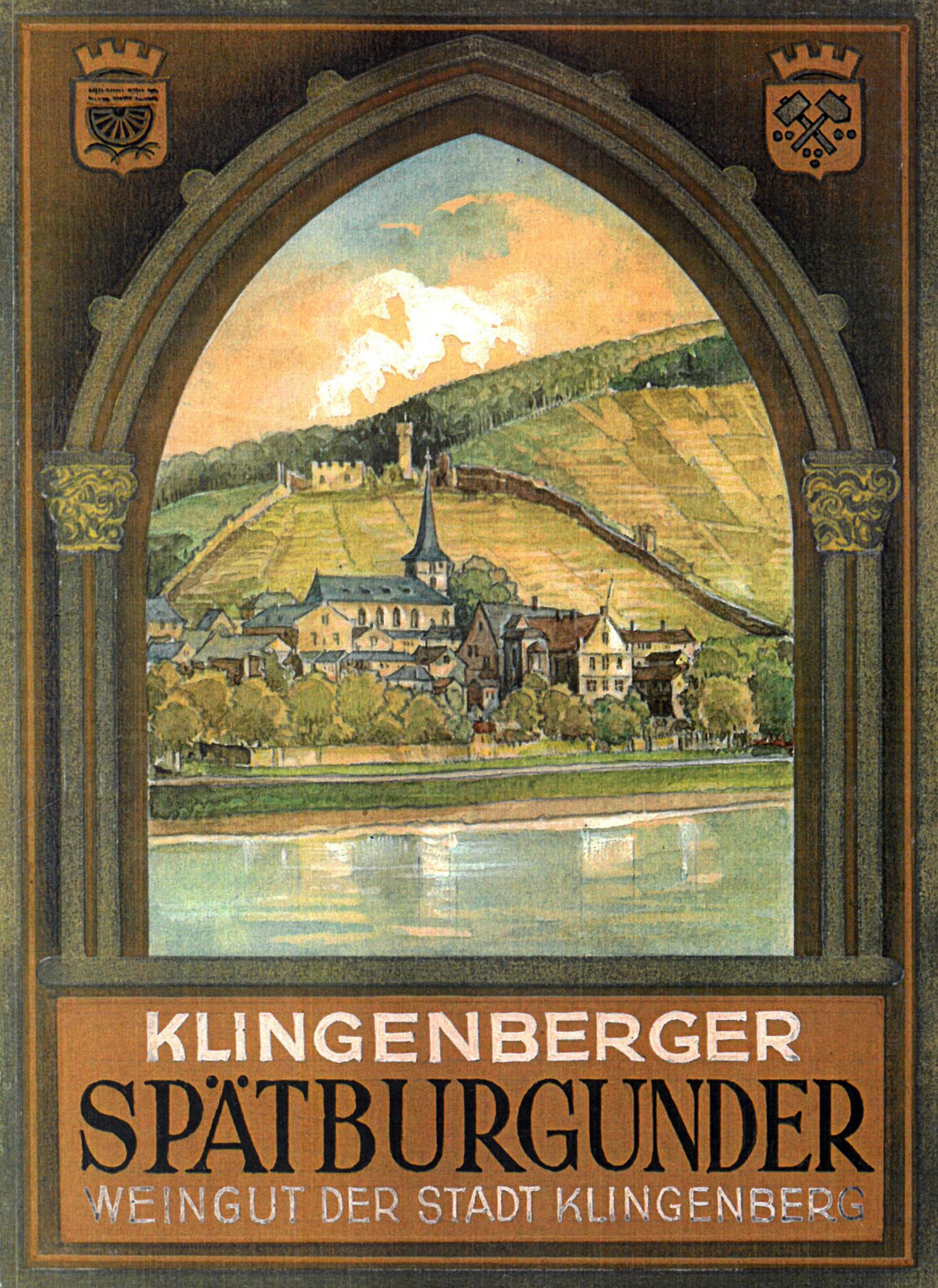 Weinetikett des Weinguts der Stadt Klingenberg