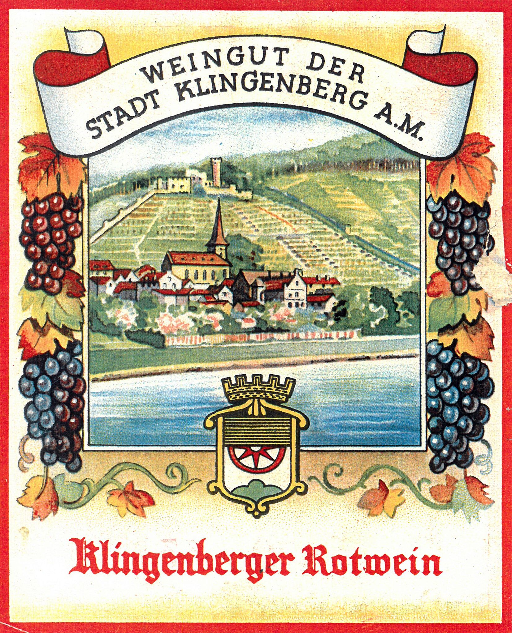 Weinetikett des Weinguts der Stadt Klingenberg