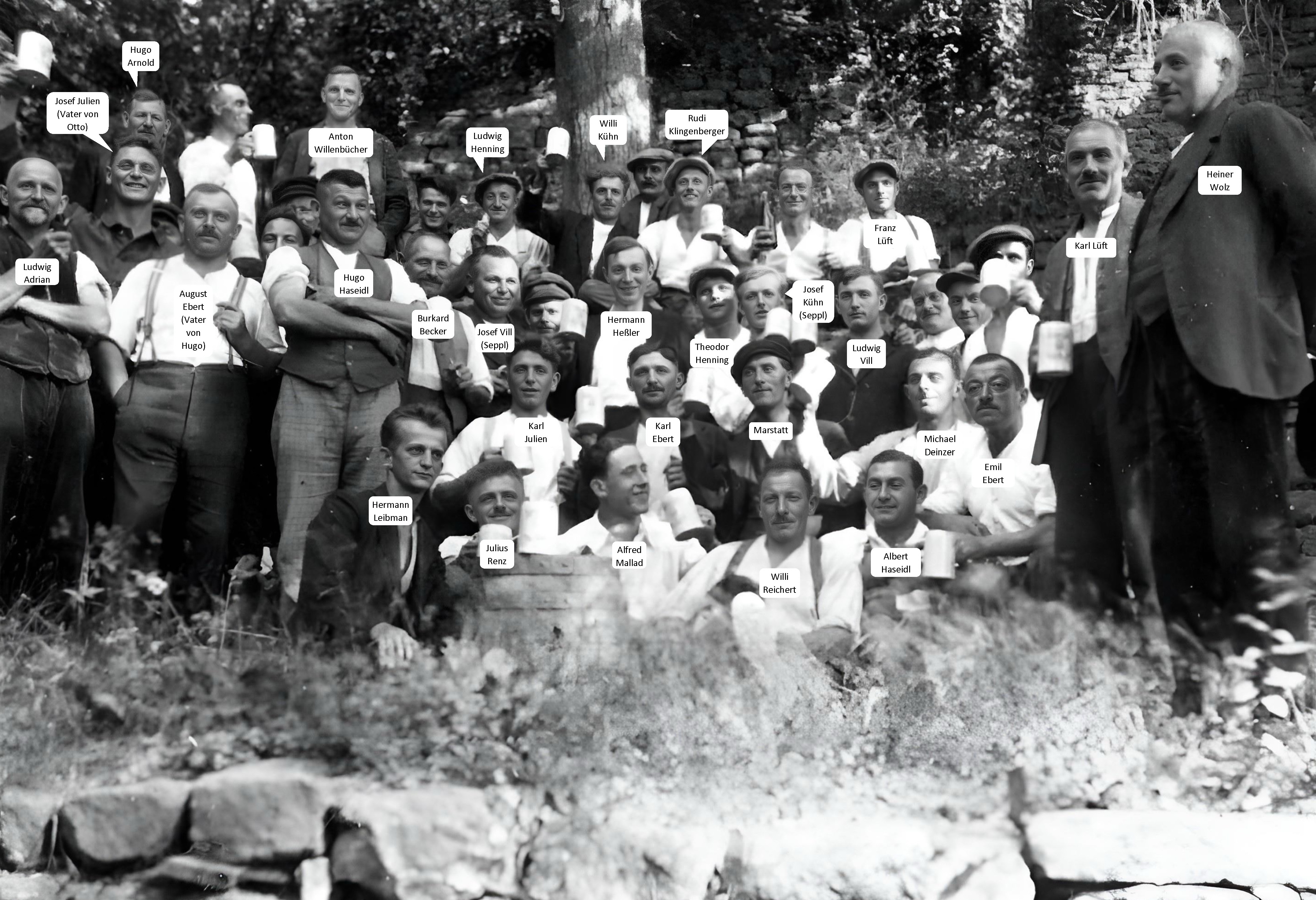 Gruppenfoto anl. der Neuanlage des Schlossweinbergs  mit Namen