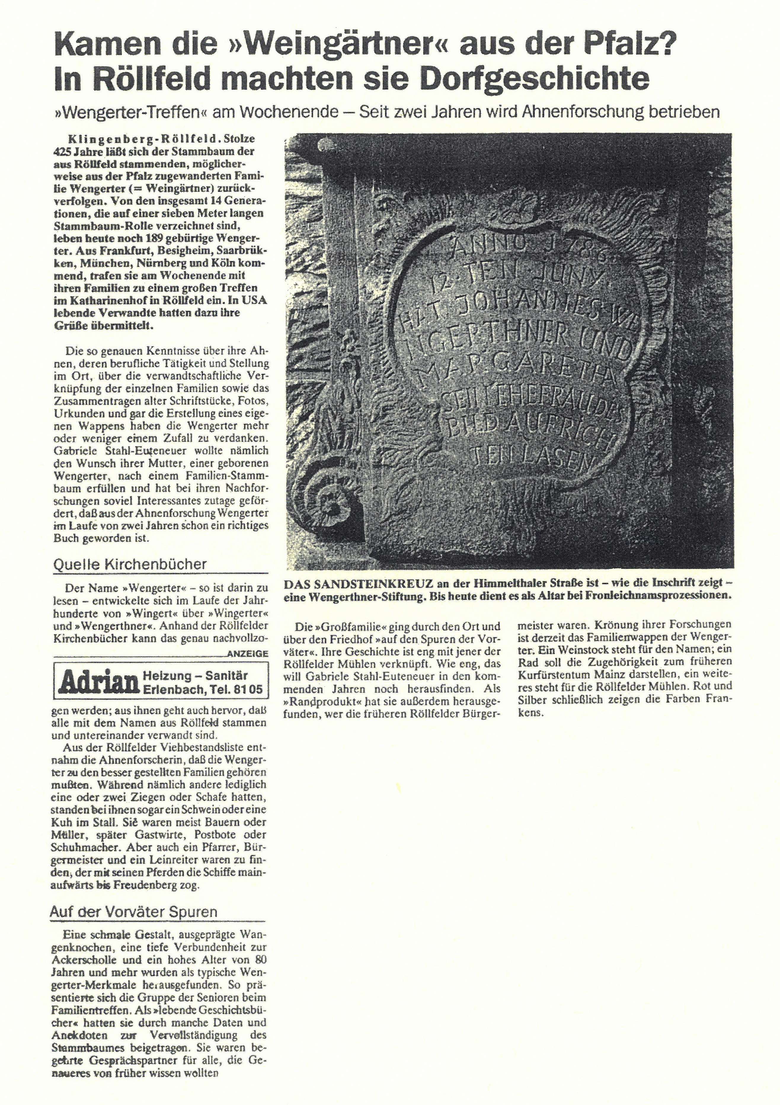 Zeitungsbericht zum Wengerter-Treffen