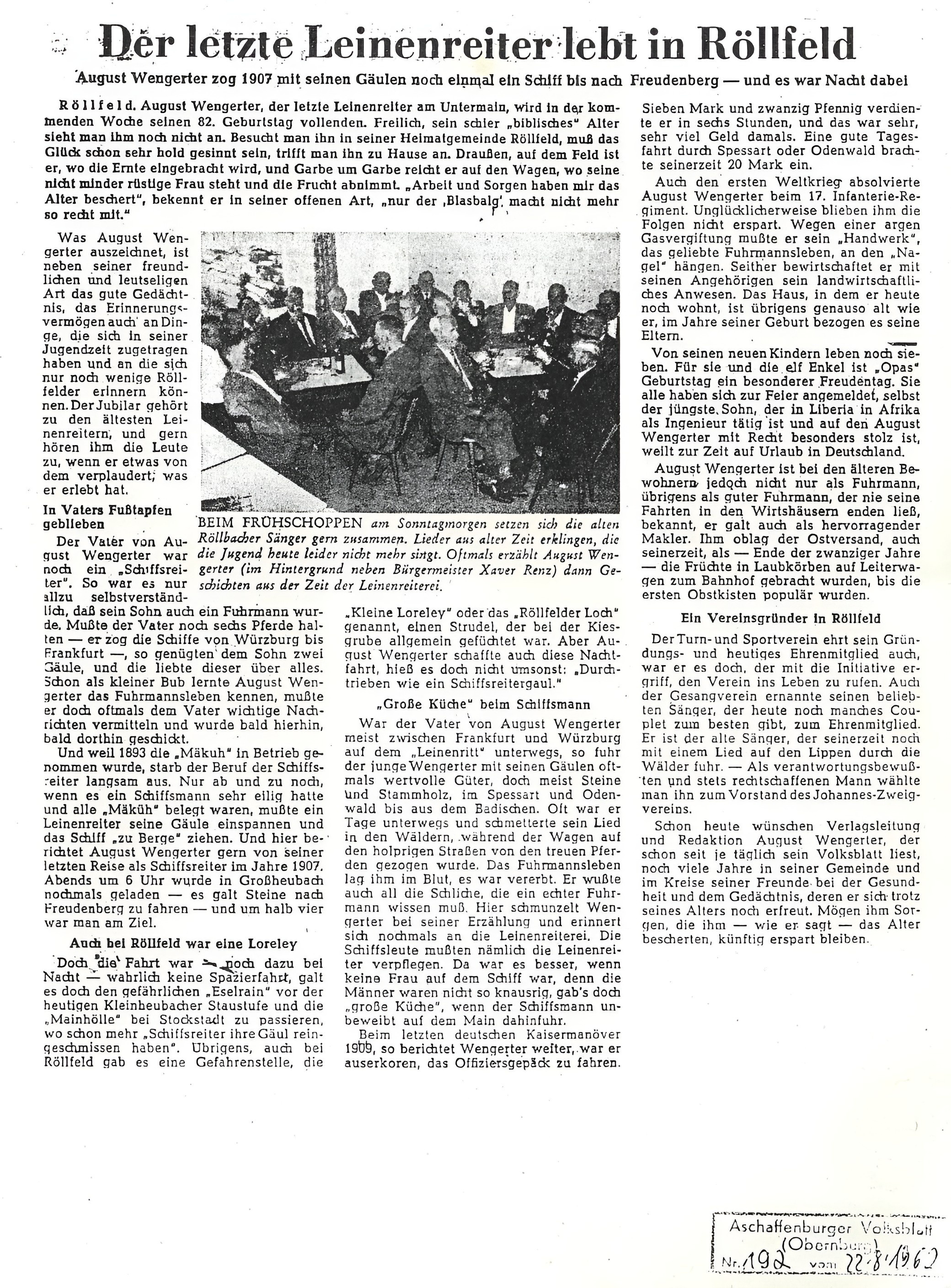 Zeitungsbericht zum letzten Leinreiter