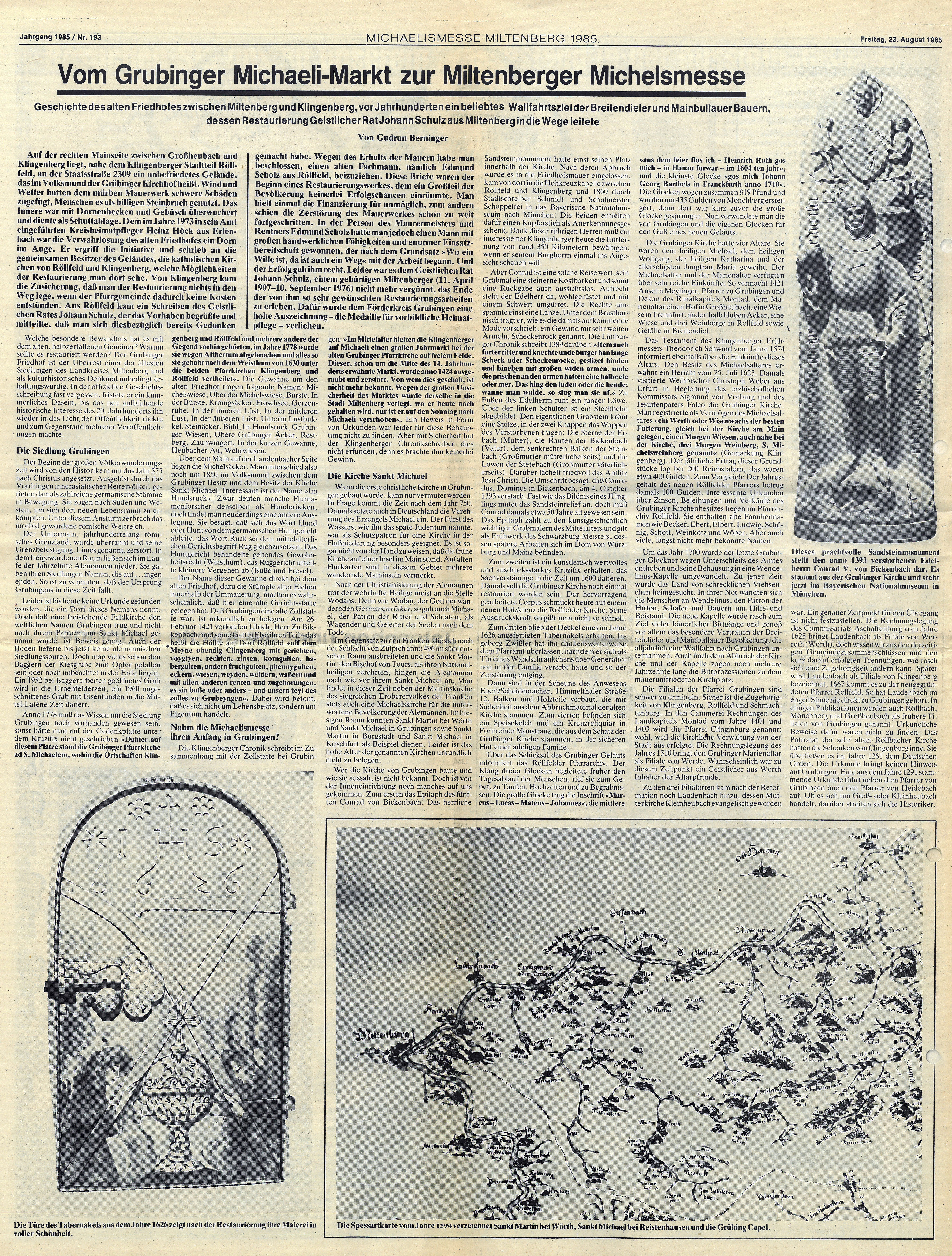 Zeitungsbericht zum Grubinger Friedhof