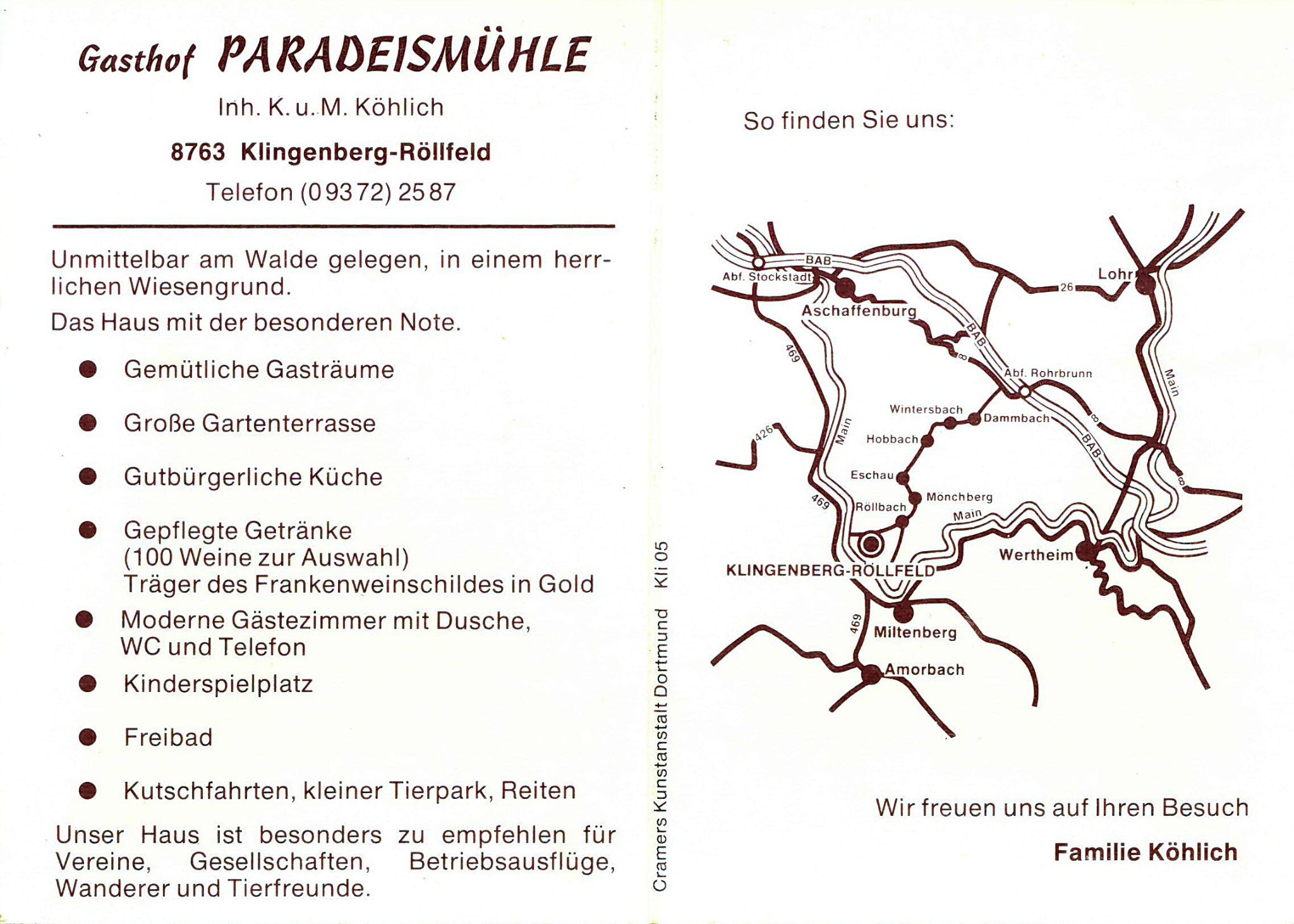 Rückseitenbeschriftung Ansichtskarte Paradeismühle