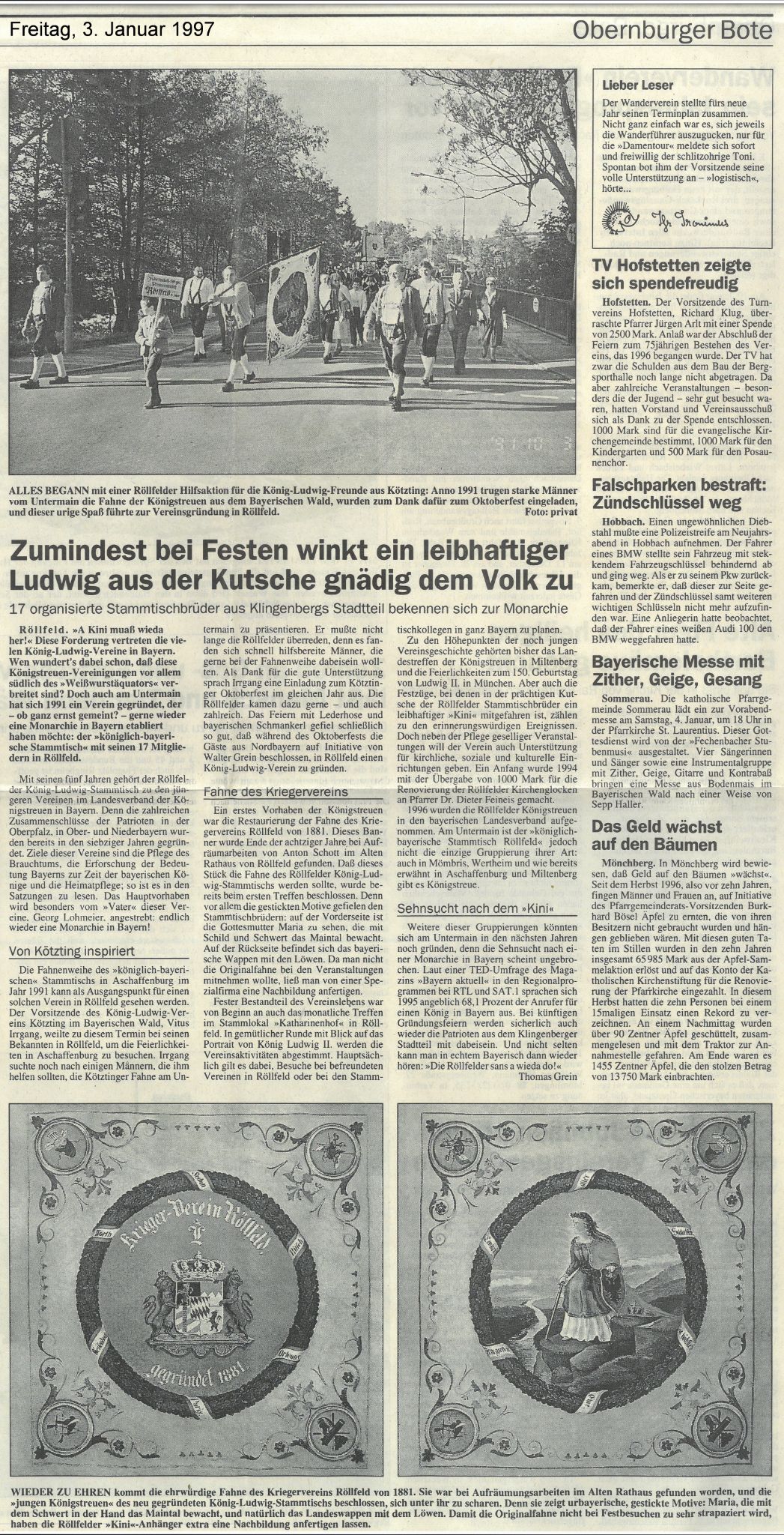 Zeitungsbericht zu den "Königstreuen"