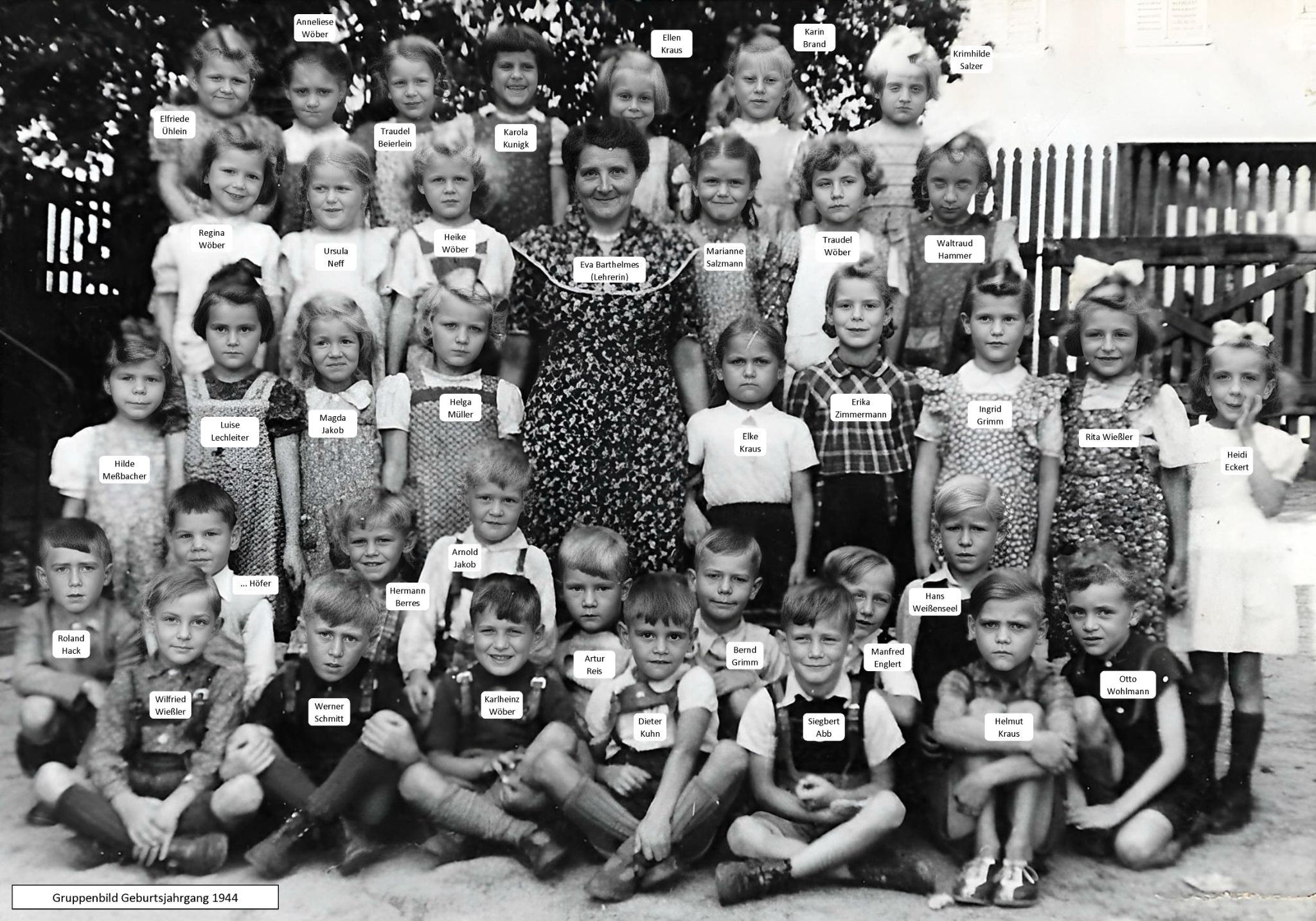 Gruppenbild Volksschule Trennfurt 1950/51 mit Namen