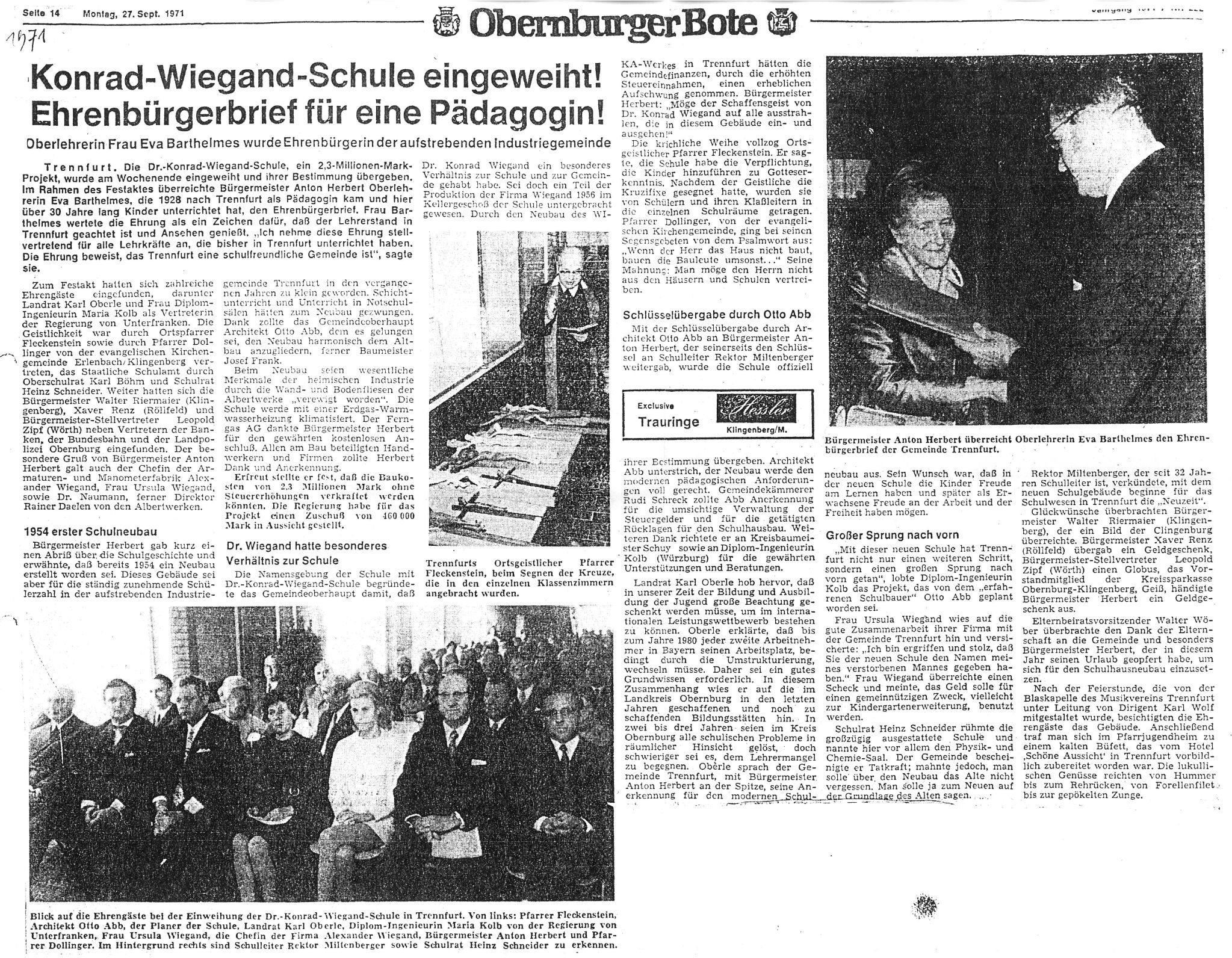 Zeitungsbericht zur Ernennung von Eva Barthelmes zur Ehrenbürgerin