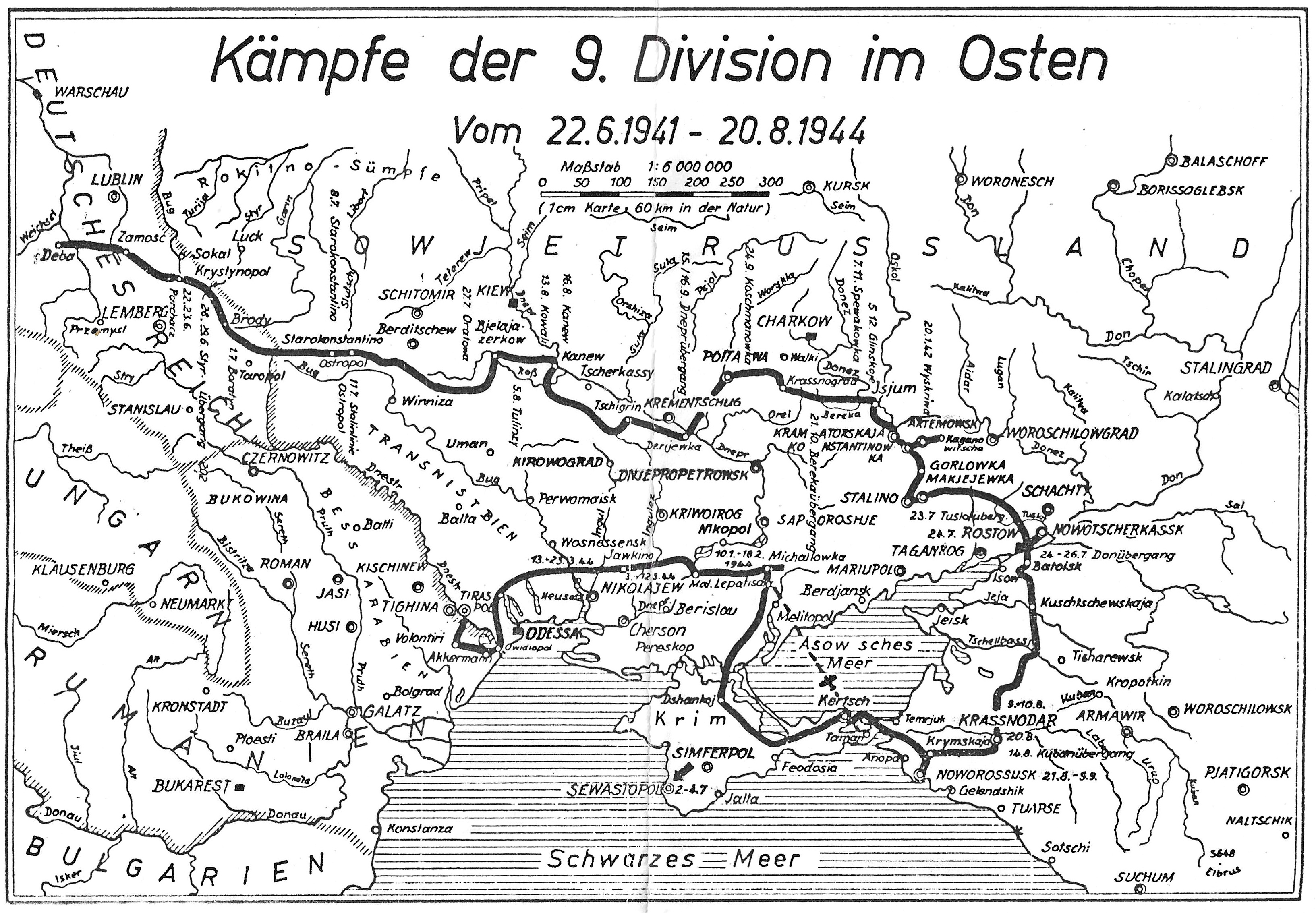 Skizze der Kämpfe im Osten